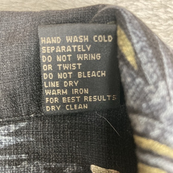 Cellinni‎ Silk Hawaiian Shirt Medium Black Palm Button Up Short Sleeve Resort - Picture 6 of 10